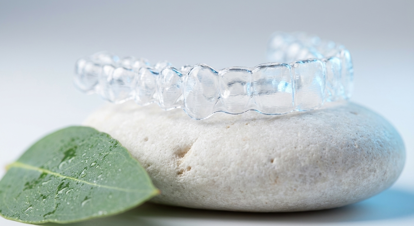 alineador invisible sobre una piedra y con una hoja